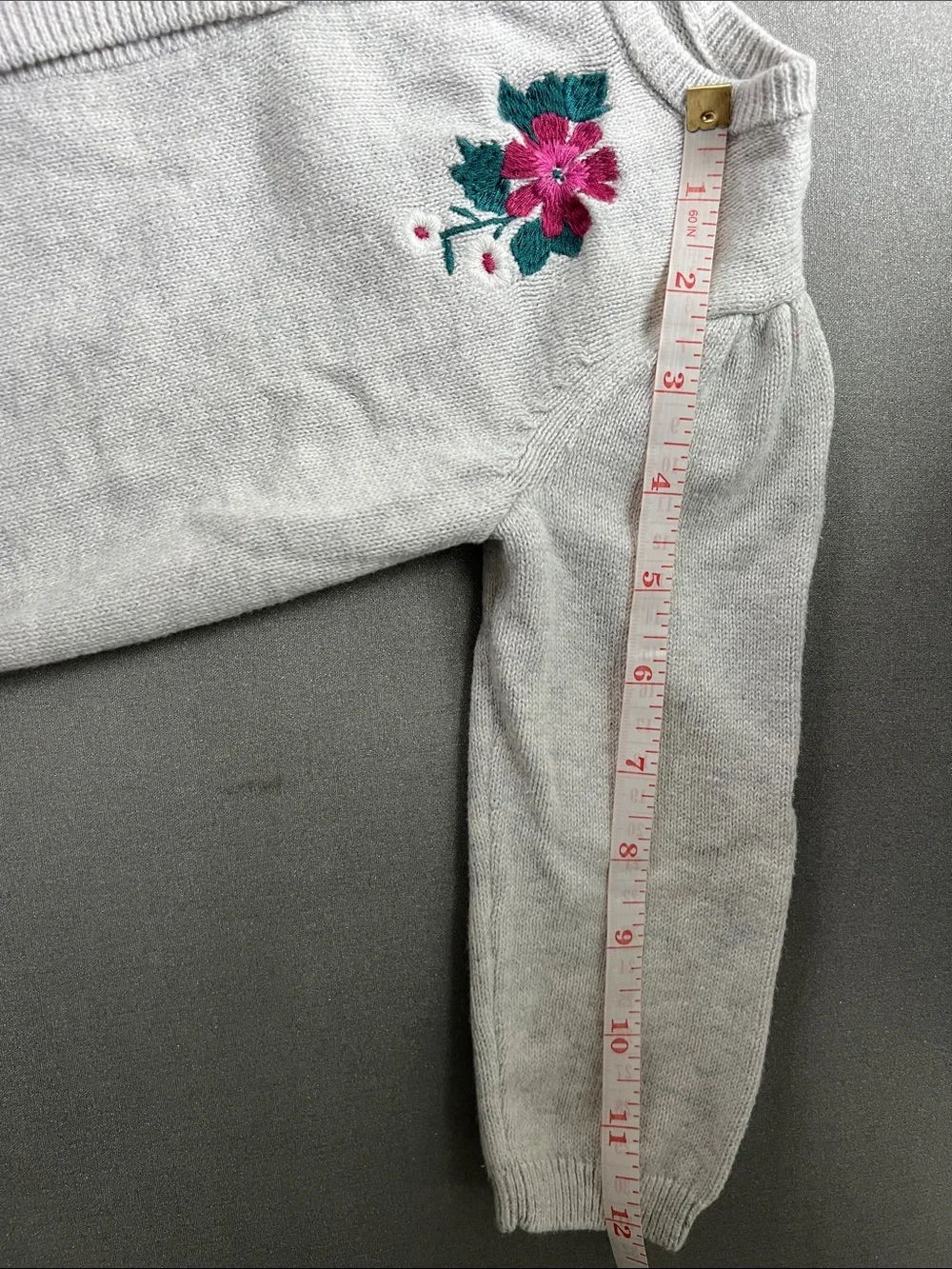Gymboree | 100% Cotton Light Gray Floral Embroidered Cardigan Size 6-12 Months